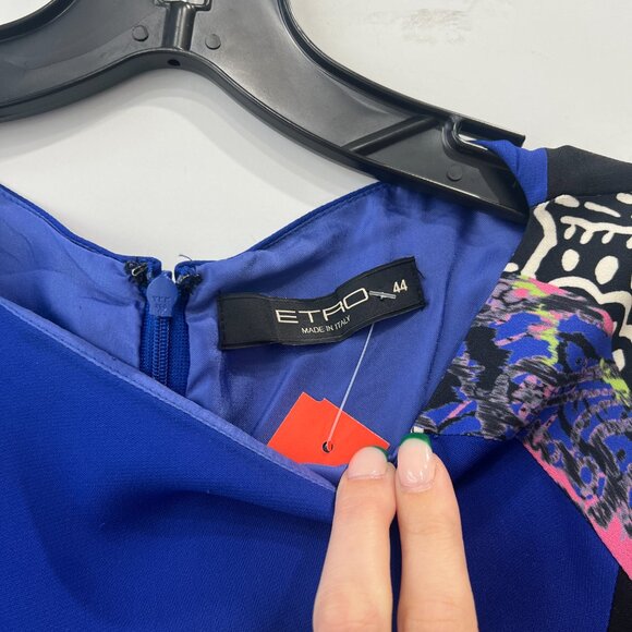 ETRO Blue Multi Geometric Shift Dress size IT 44/8 AS IS - Picture 12 of 13